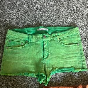 Green Denim Shorted Frayed Bottoms - Forever 21